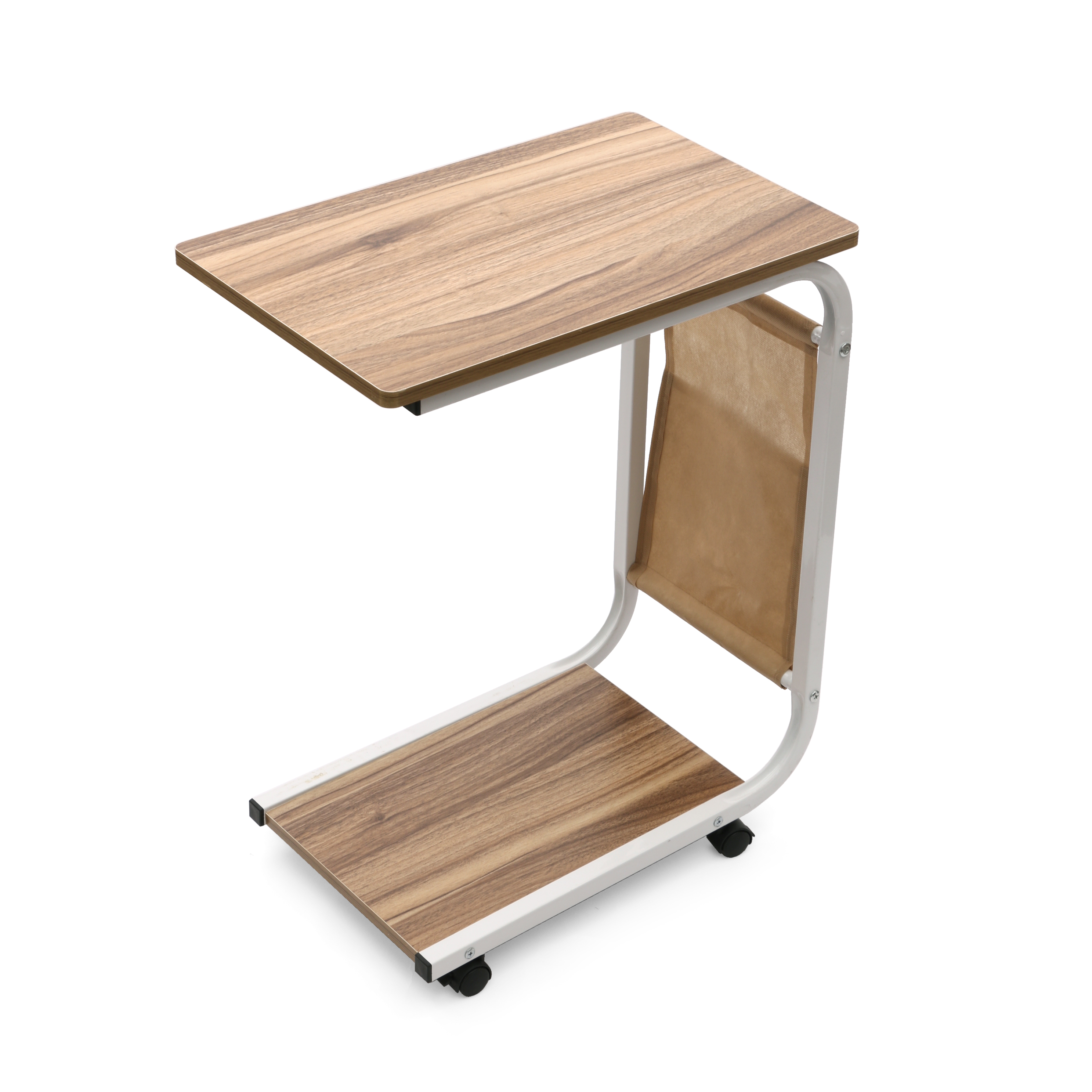 Movable Bedside Table Side Table Laptop Stand Coffee Table Study Desk With Lockable Wheels For Reading Eating With Magazine Rack Wooden Furniture Timesofmobile Com